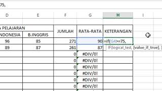Rumus if untuk keterangan lulus tidak ...