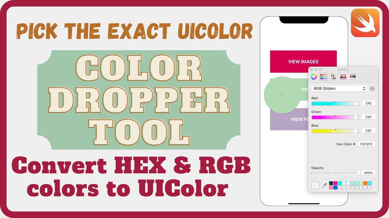 Convert Hex & RGB colors to UIColors | Add custom colors | Color Dropper  Tool | iOS | Swift Tutorial - YouTube