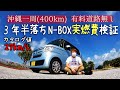 沖縄一周(400km)有料道路なしで3年半型落ちN-BOXの実走行燃費を検証する【カタログ値:27km/L】