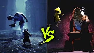 Mono Fights Slender Man VS Six Fighting The Thin Lady - Little Nightmares 2 Comparison