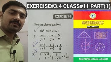 Exercise#3.4 class 11.How to reduce equations to the quadratic form? Sindh(Karachi) board.