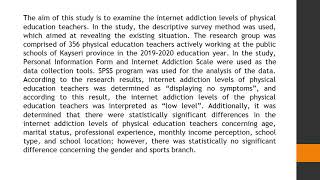 Investigation of Internet Addiction Levels of Physical Education Teachers AJET 2020  62 169 175