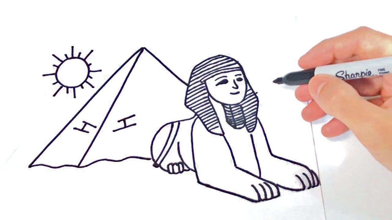 Cómo dibujar una Esfinge | Dibujo Fácil de Esfinge Egipcia - YouTube
