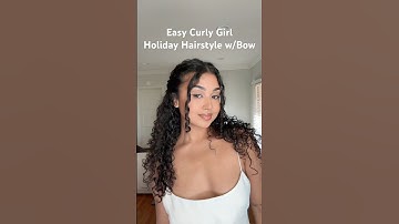 Easy Curly Girl Holiday Hairstyle w/Bow #curlygirl #cutehairstyle  #easyhairstyles #hairtutorial