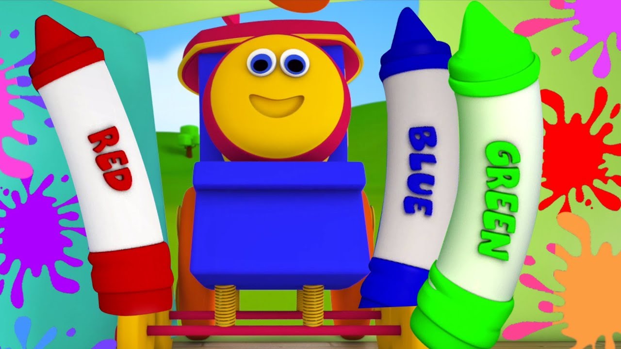 Bob o trem giz de cera | cores canção | aprender cores nomes | Kids Song | Bob Crayons Colors Song