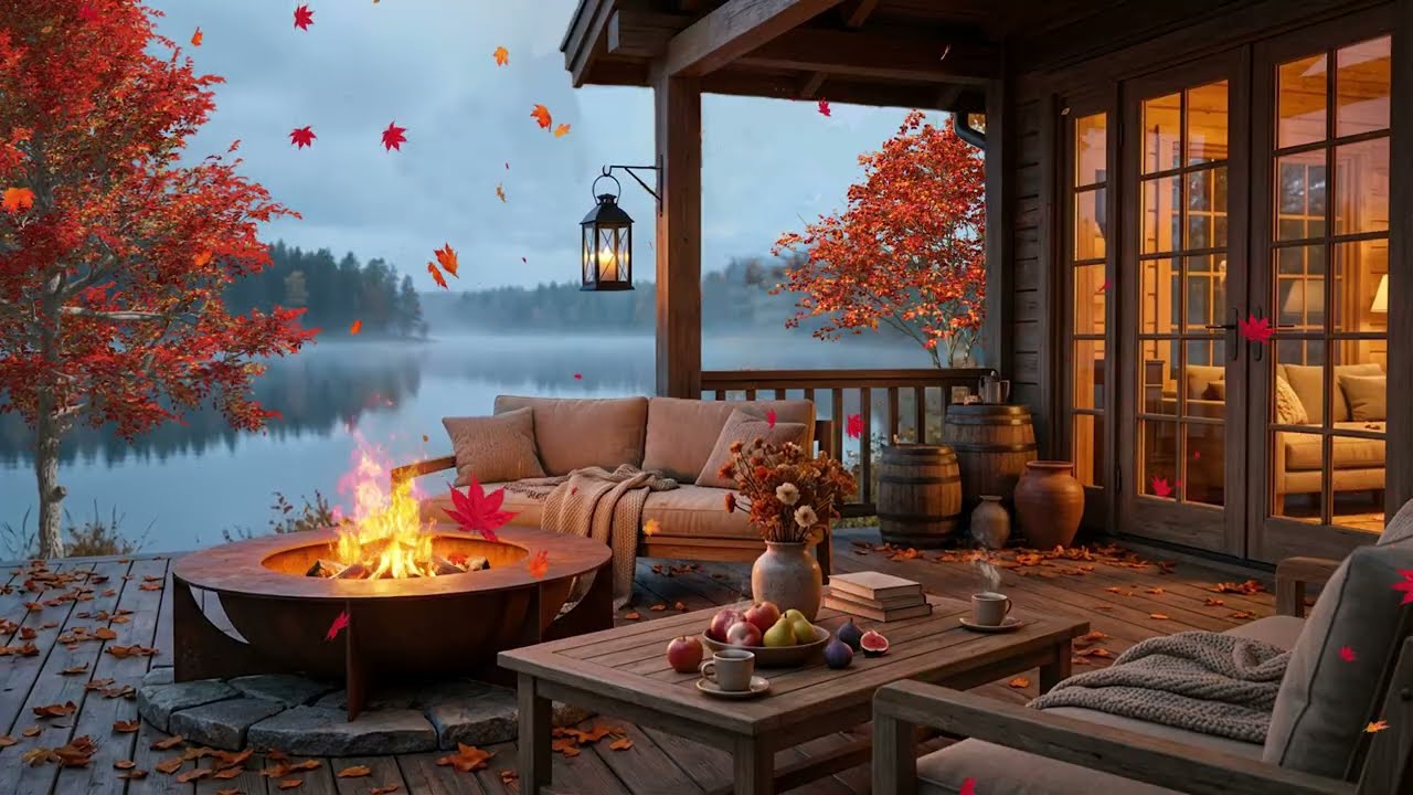 Fireplace & Lake Ambience 🔥🌊 Crackling Fire Sounds for Sleep, Relaxation & Stress Relief (4K)