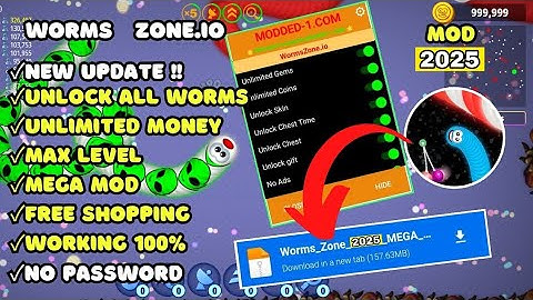 Worms Zone io Mod Apk V6.17.1 2024 | MEGA MENU Unlimited Coin & Unlock All Skin UPDATE!!