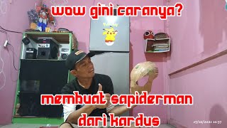 Cara membuat topeng spiderman dari kardus