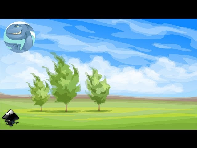 Simple landscape with trees in Inkscape