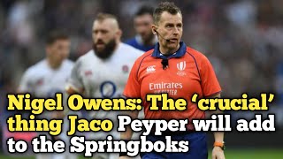 Nigel Owens: The ‘crucial’ thing Jaco Peyper will add to the Springboks