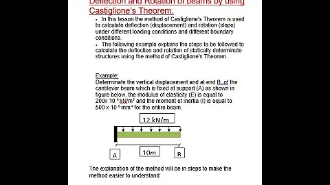 lecture 4 part 1: Deflection and Rotation of beams by using Castiglione’s Theorem.