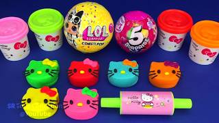 Making 3 Ice Cream out of Play Doh Hello Kitty with Surprise Toys Unboxing