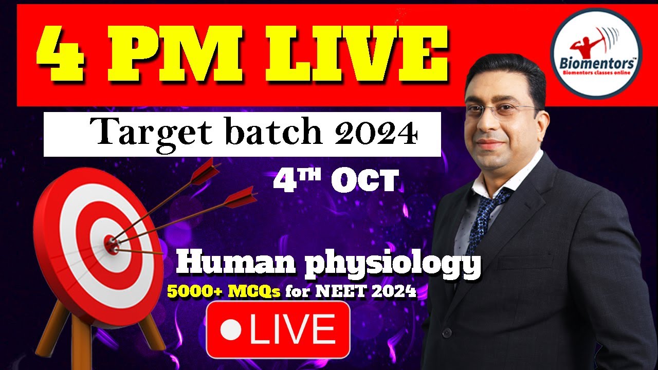 Biology - Human physiology l 4 PM Live l 5000+ MCQs for NEET 2024 I Dr ...