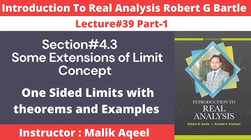 Introduction to real analysis bartle || Section#4.3 One sided limits with examples real analysis