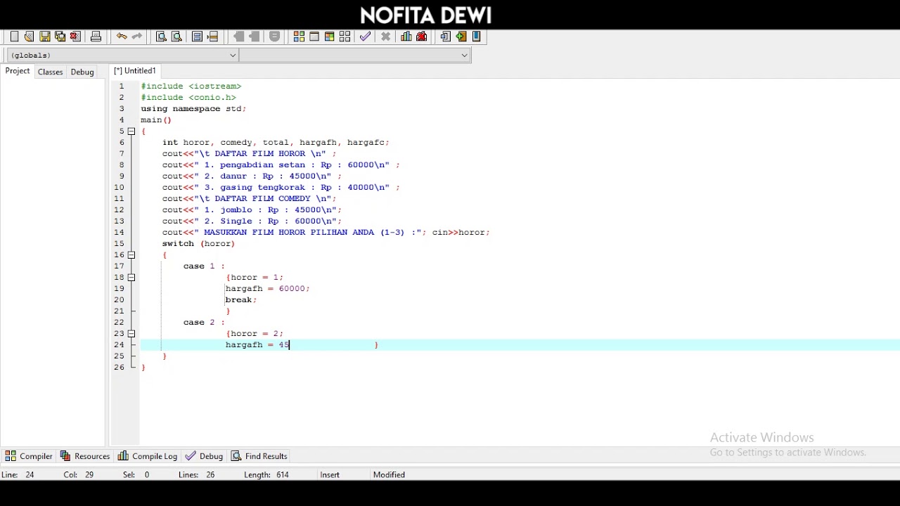 Program Dev C++ Membuat program Kasir BIOSKOP ! - YouTube