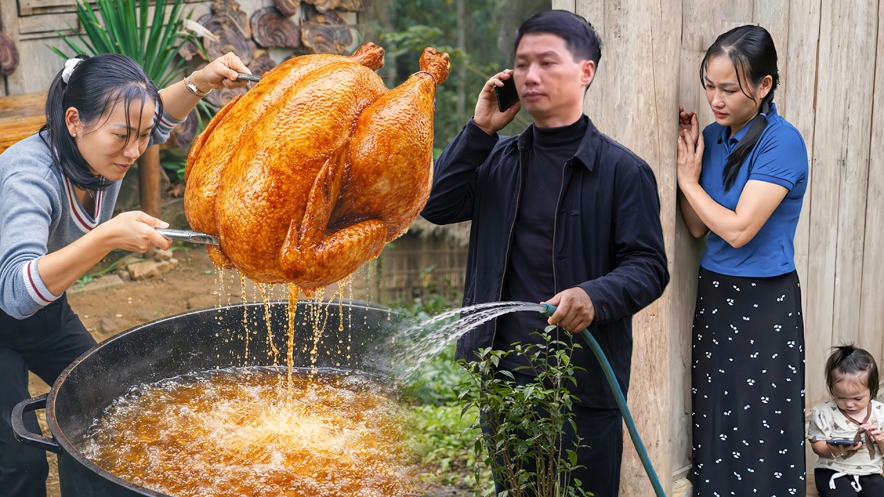 A Massive Chicken Feast: Cooking 6 Giant Deep-fried Whole Chicken with my Husband & Daughter