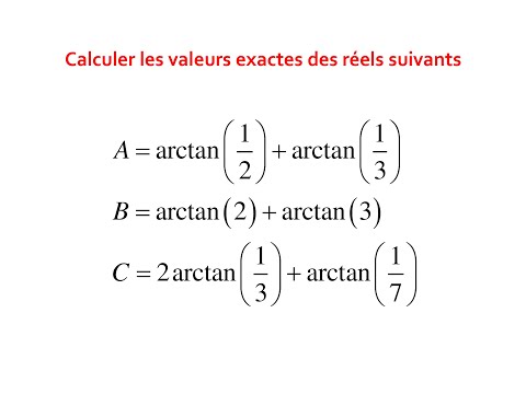 Exercices de calculs  sur la fonction Arctangente .