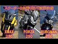 ヤマハXMAX250、ホンダフォルツァ250、スズキバーグマン200 乗りくらべ試乗インプレ映像