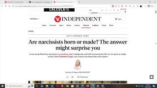 Narcissism: Furious Debate (Interview, The Independent, UK)