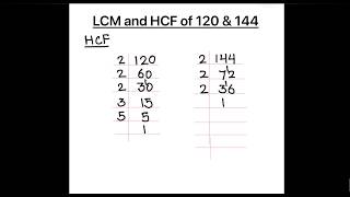 LCM and HCF of 120 and 144 | Step-by-Step Method l Prime Factorization l Class 6–8 Maths