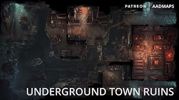 Fantasy Battlemaps - UNDERGROUND TOWN RUINS battle maps preview