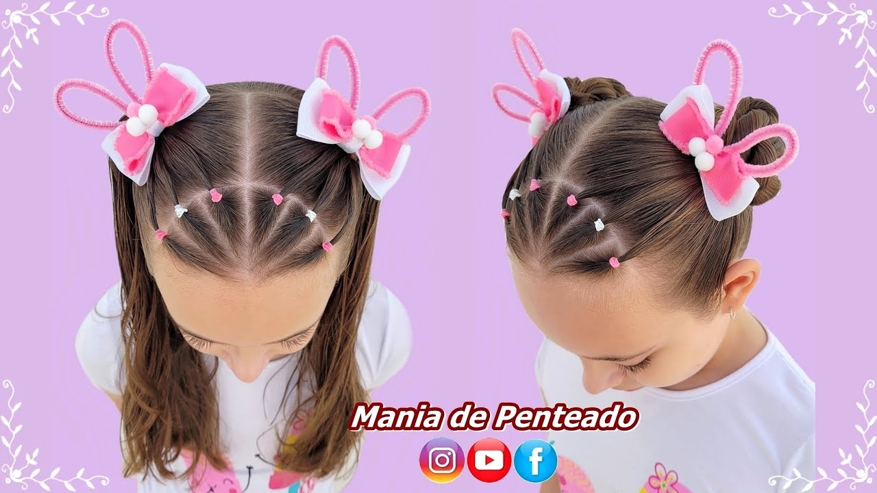 Penteado Infantil Fácil com Liguinhas para Páscoa