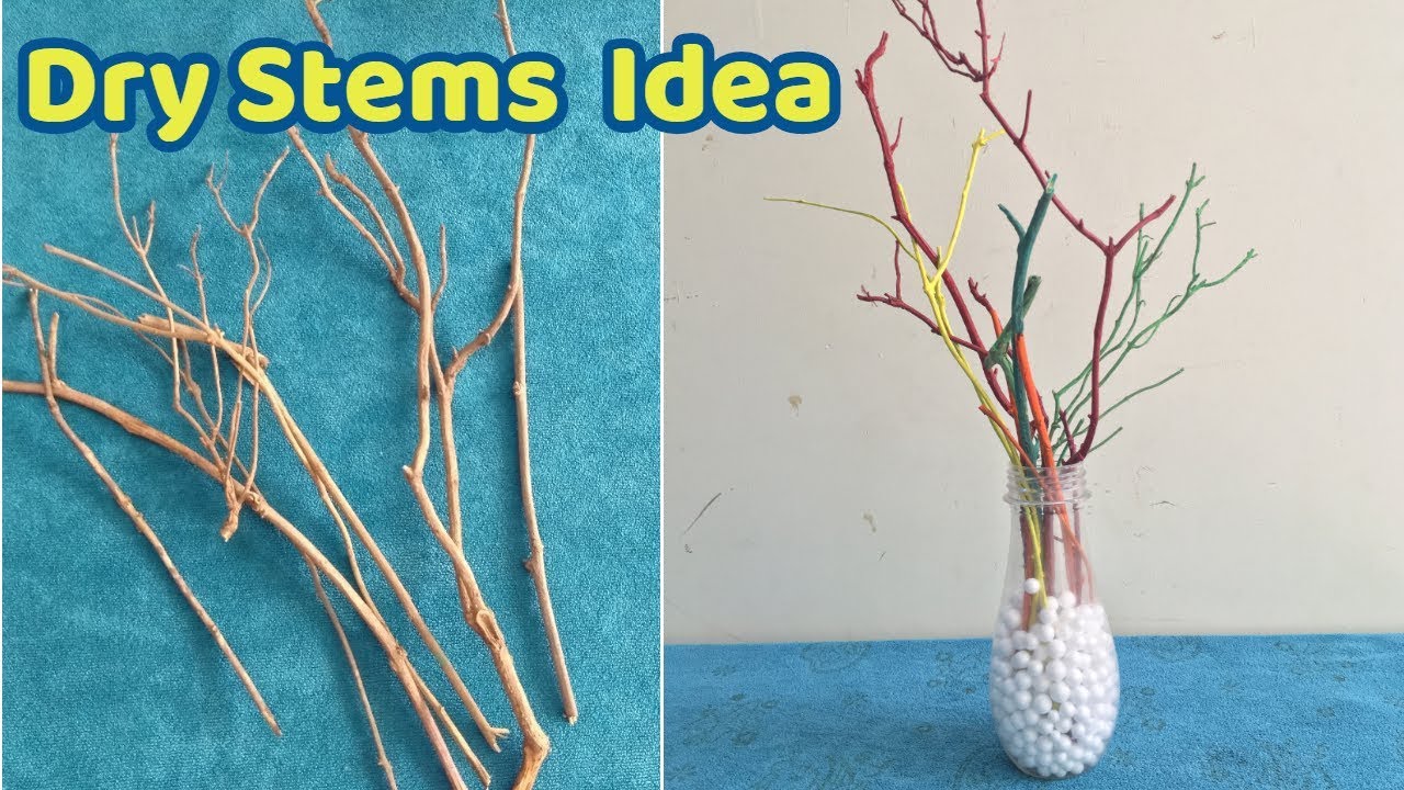 Simple Bottle Flower Vase using dry stems DIY Best out of waste SvS Arts YouTube