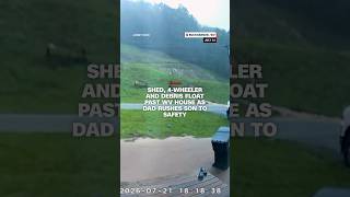 Shed, 4-wheeler and debris float past WV house as dad rushes son to safety