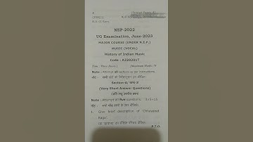 History of Indian music l music (vocal) l ba 2nd semester CCS University NEP music question paper