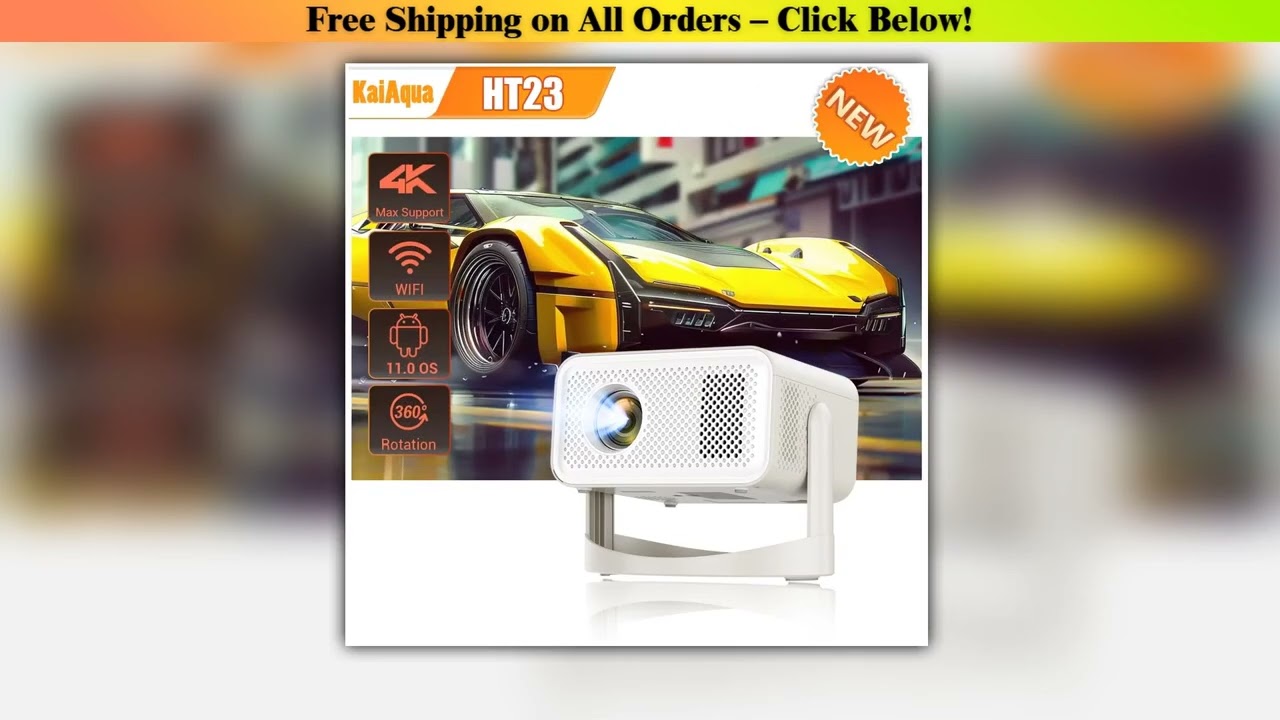 KaiAqua 650ANSI HT23 Projector 4K Native 720P Auto Focus & Keystone Correction Android11 BT5.2