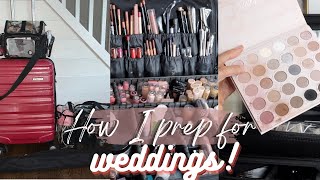 HOW I PREP MY MAKEUP KIT FOR WEDDINGS! Cleaning brushes, Organization etc.