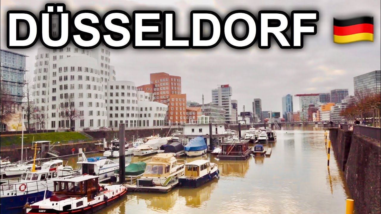 [4K] Cloudy Day City Walk - Dusseldorf Media Harbour (Medienhafen) - West Germany City Walk