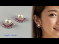 10mmパールの扇型ピアス//10mm pearl fan-shaped earrings