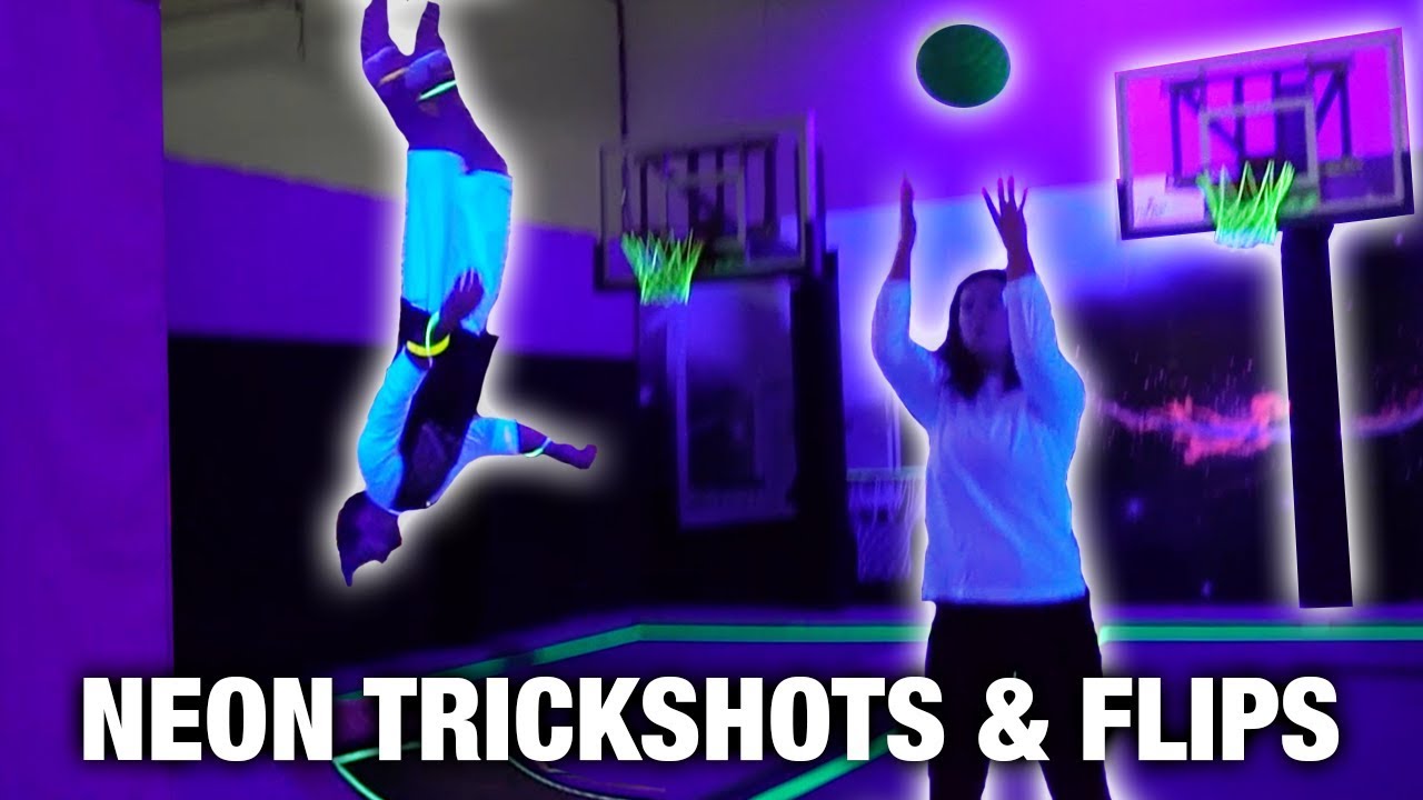 GLOW IN THE DARK TRICK SHOTS AND FLIPS (AT TRAMPOLINE PARK) YouTube