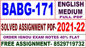 babg-171 solved assignment 2021-22 / babg 171 solved assignment in English / ignou babg 171