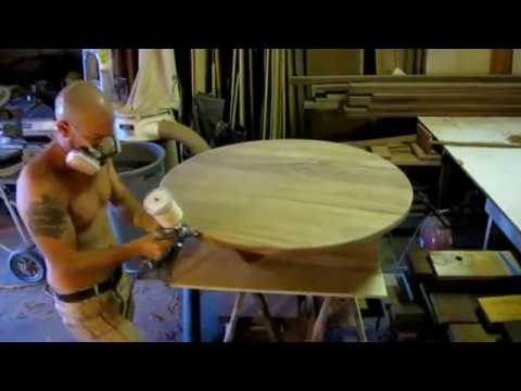 Spraying lacquer - true wood design - YouTube