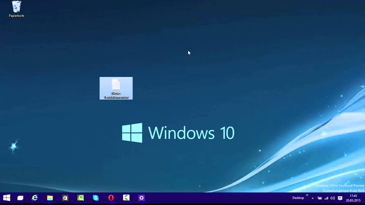 Update Windows 10 Desktop Anzeigen an die Taskleiste anheften
