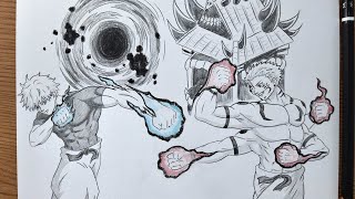 How To Draw Gojo’s Unlimited Void Vs Sukuna’s Malevolent Shrine || Jujutsu Kaisen Drawing Tutorial