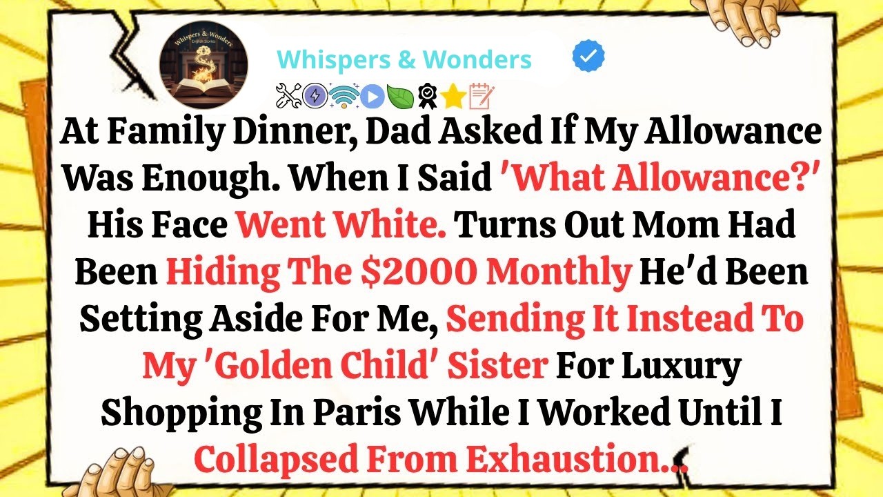 At Family Dinner, Dad Asked If My Allowance Was Enough  When I Said 'What Allowance ' His Face W