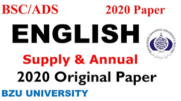 BSC/ADS English Supply & Annual 2020 Paper BZU University BSC ADS Past Papers Bzu Exams Papers bzu