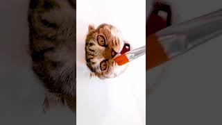 How to paint a realistic cat- 3D drawing Art parody  #shorts