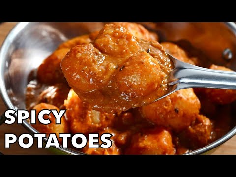 SPICY AROMATIC POTATO CURRY KASHMIRI DUM ALOO RECIPE- No Onion Garlic Recipe