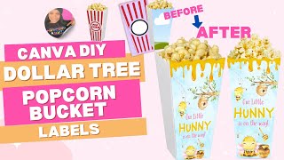 How To Make Cute Popcorn Bucket Labels With Canva!
