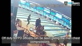 Watch: Off-duty NYPD officers perform CPR on man at Rab’s bowling alley