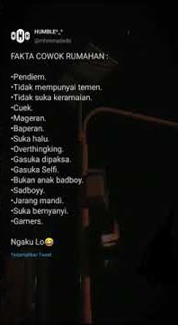 STORY WA FAKTA COWOK RUMAHAN