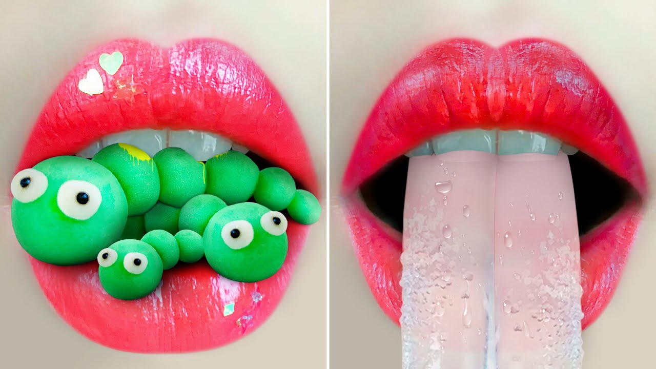 ASMR Français Worm Cake, Jelly Noodles😊Gâteau aux Vers, Nouilles à la Gelée ASMR Nourriture