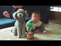 変なおもちゃをもらった犬と赤ちゃんの反応が面白かった