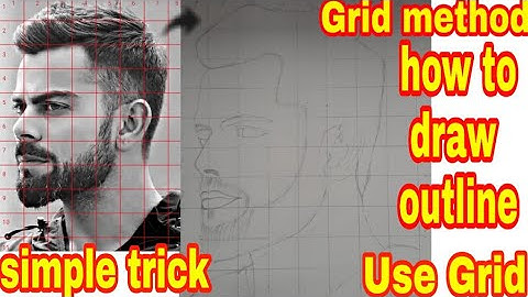 How to draw face using Grid method from mobile - Episode 01 - Outline Drawing tutorial