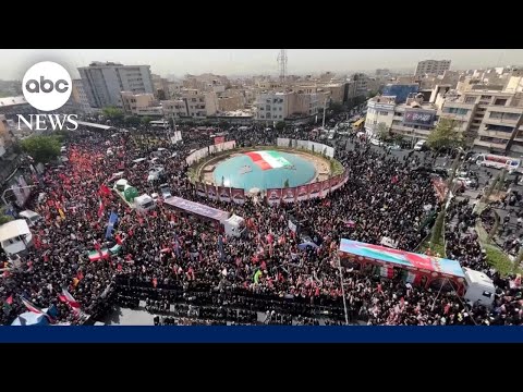 جمعیت زیادی در مراسم تشییع جنازه دولتی ایران شرکت کردند