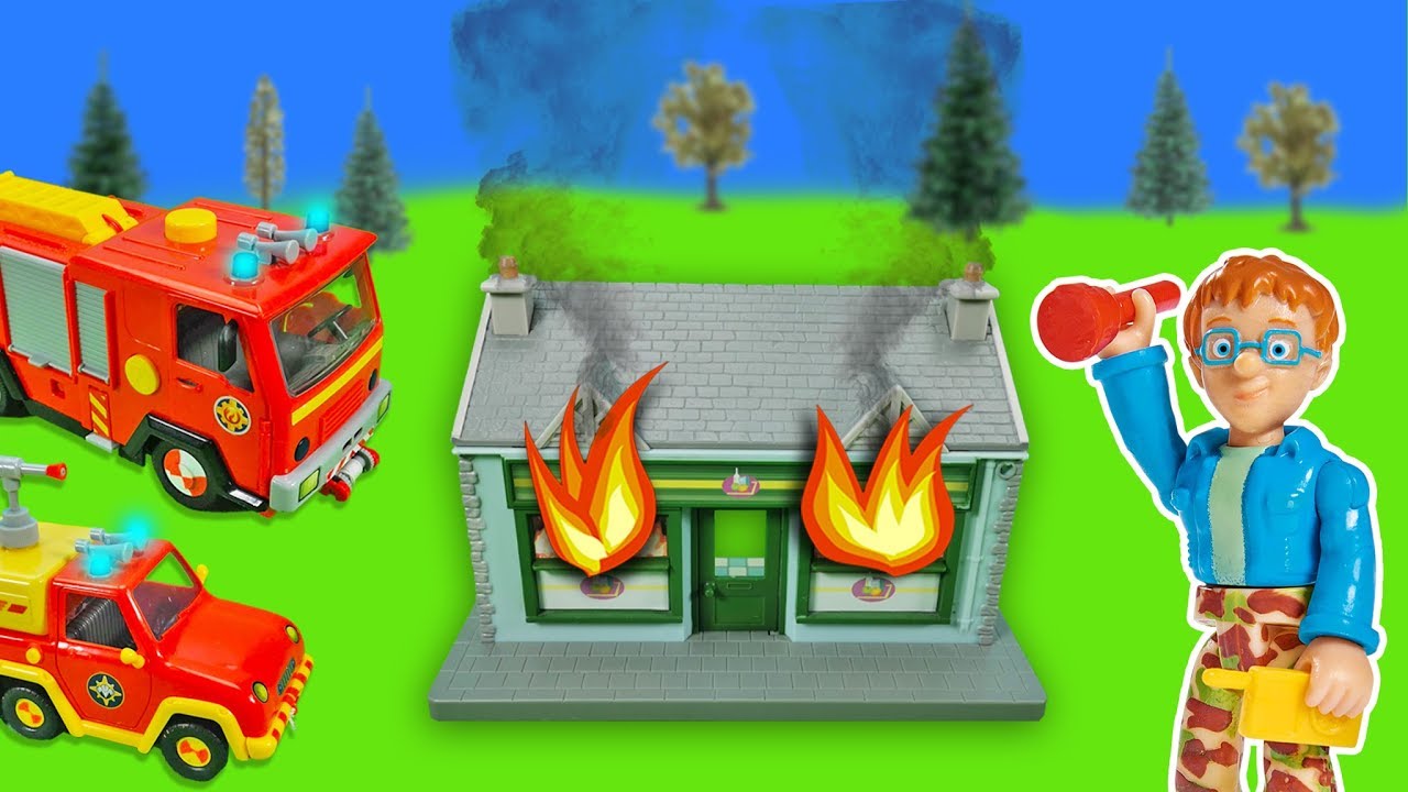 Fireman Sam Toy Story Supermarket on Fire Story with Firefighter Sam